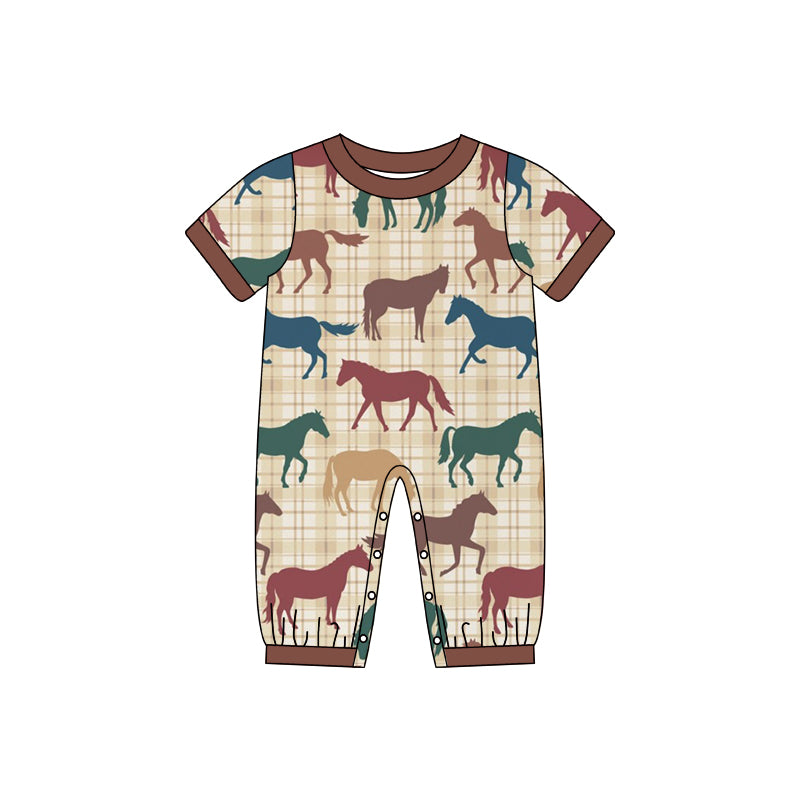 cowboy western horse short sleeve romper preorder