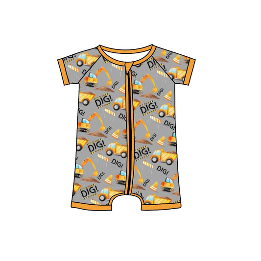 baby boy short sleeve construction romper preorder