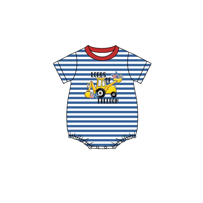 Toddle boy july 4th construction romper preorder