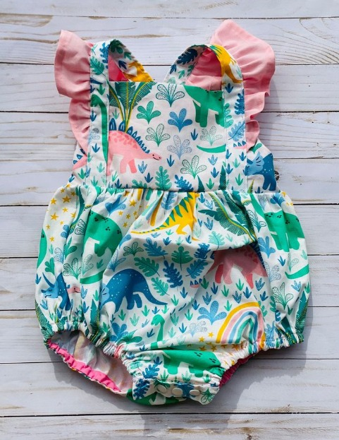 baby girls dinosaur forest romper preorder