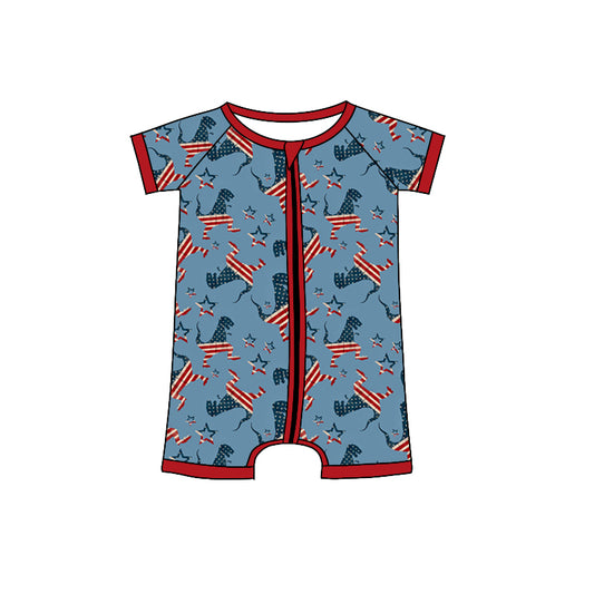 American flag dinosaur july 4th zip romper preorder