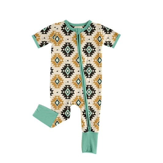 western aztec zip romper preorder