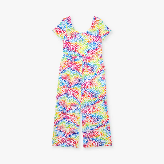 rainbow cheetah wide leg jumpsuit preorder