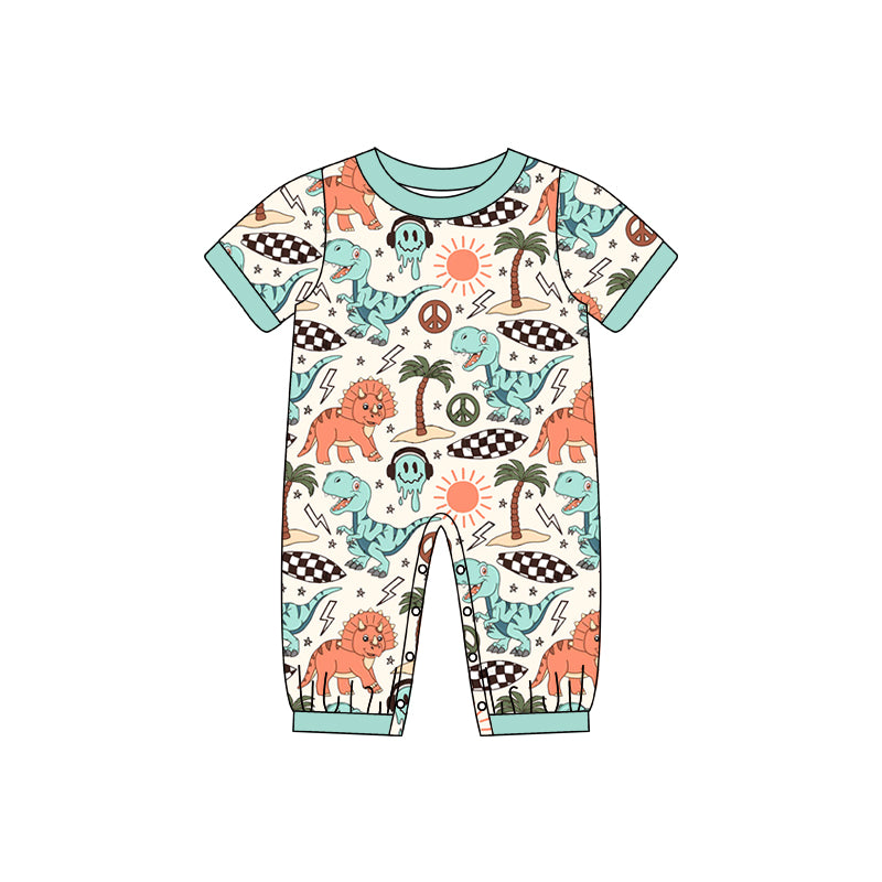 infant toddle boy short sleeve dinosaur romper preorder