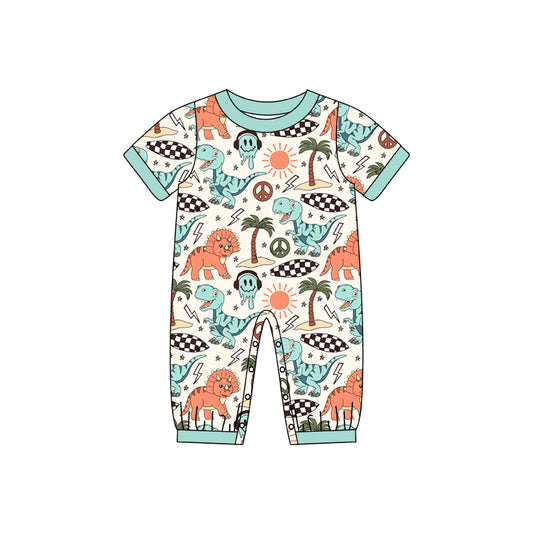 infant toddle boy short sleeve dinosaur romper preorder