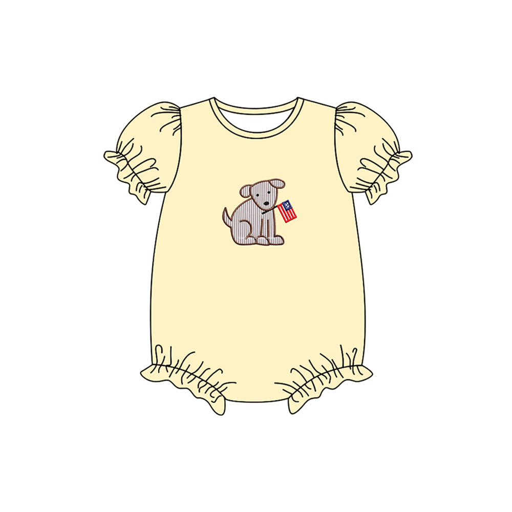 toddle girls american flag dog romper preorder