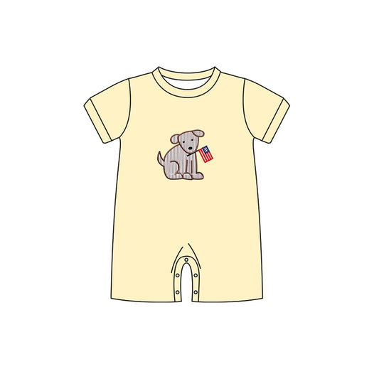toddle boy american flag dog romper preorder