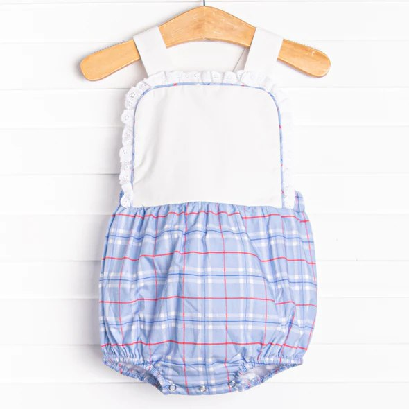 toddle girl blue plaid romper preorder