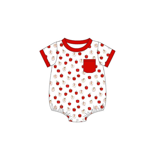 toddle boy apple pocket back to school romper preorder