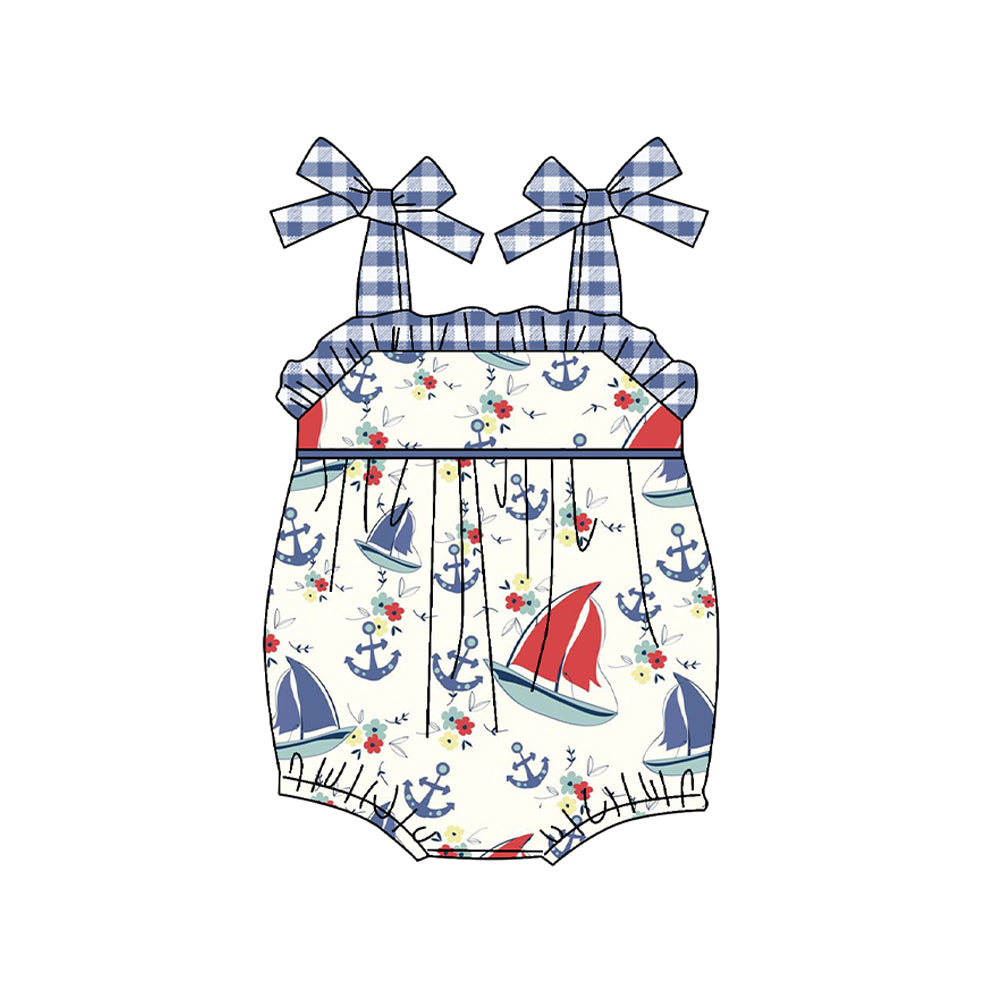 toddle girls july 4th American flag sailboat romper preorder