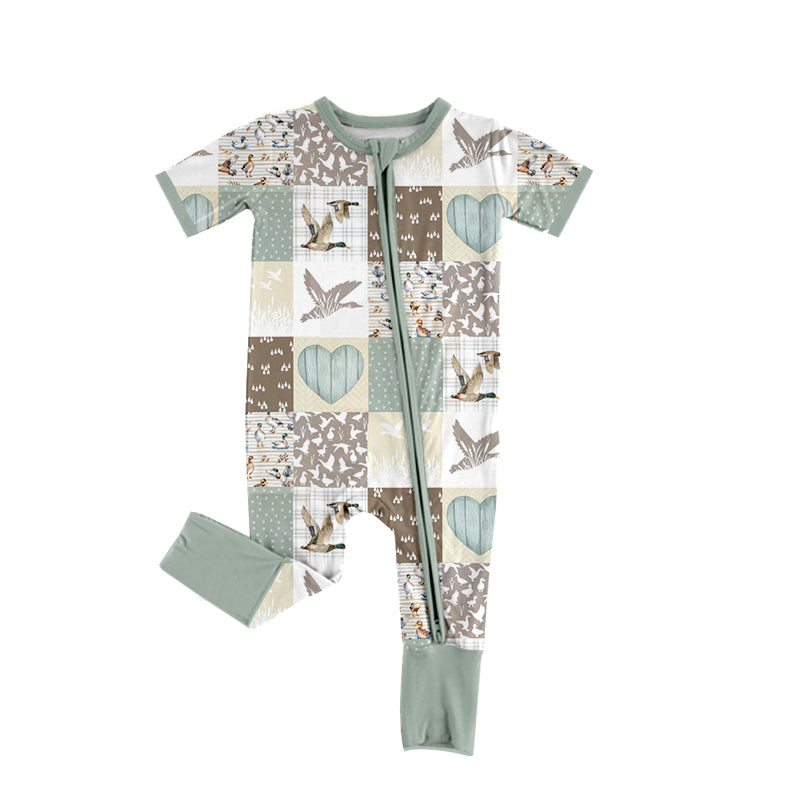 mallard duck short sleeve zip romper preorder