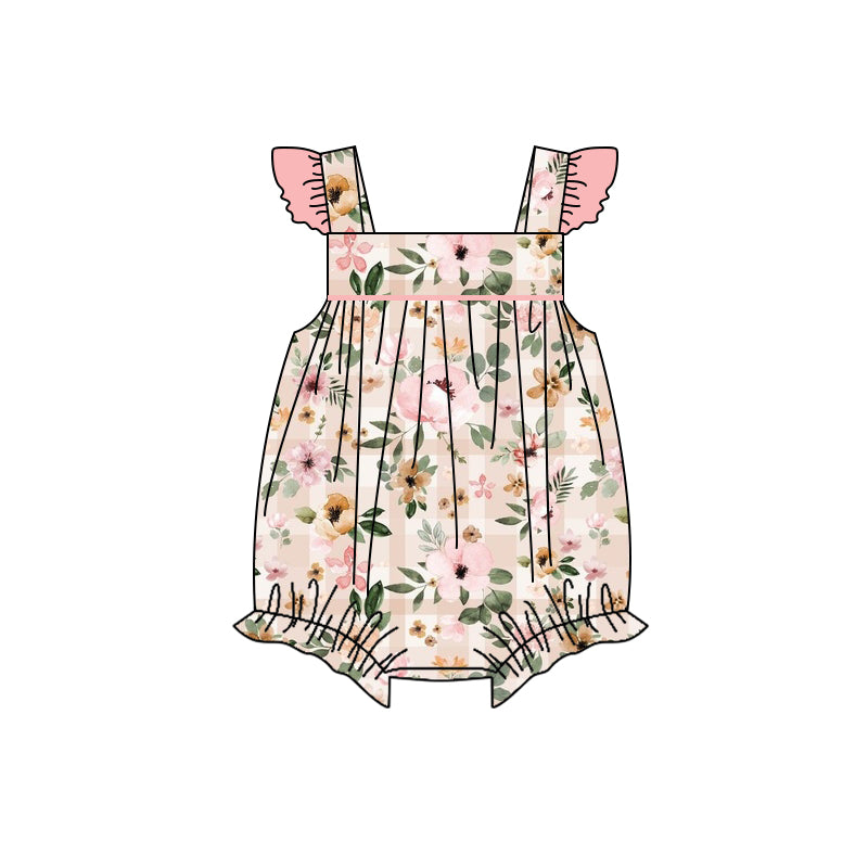 infant toddle baby girls pink floral romper preorder