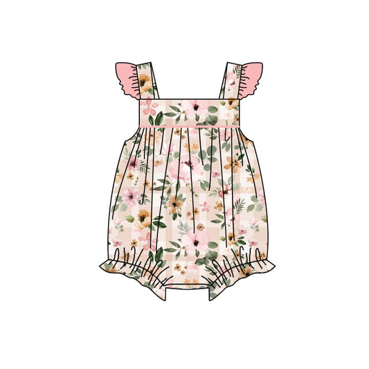 infant toddle baby girls pink floral romper preorder