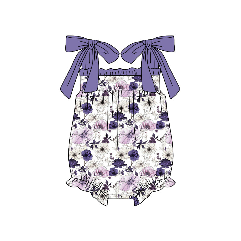 toddle baby girls purple floral straps romper preorder