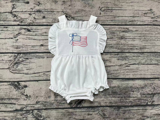 embroidery American flag baby girls july 4th romper preorder
