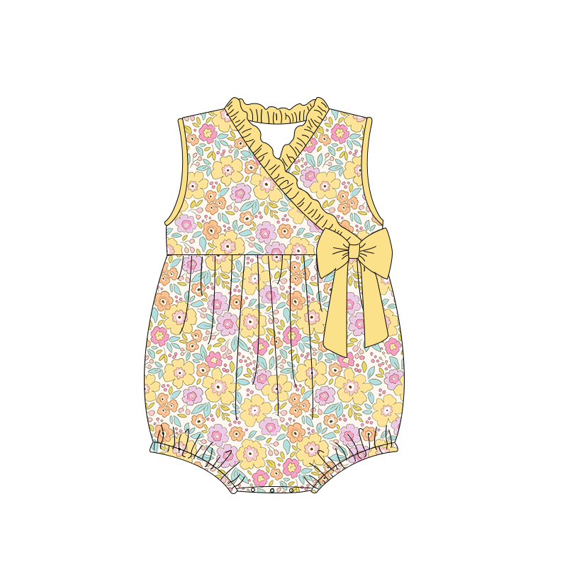 toddle baby girls yellow floral romper preorder