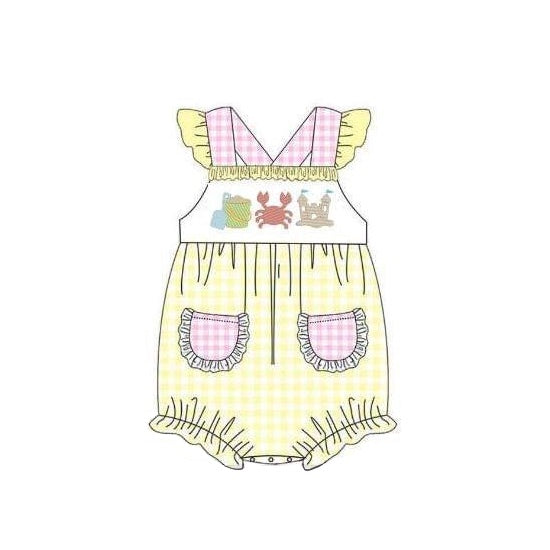 newborn baby girls beach tool crab romper