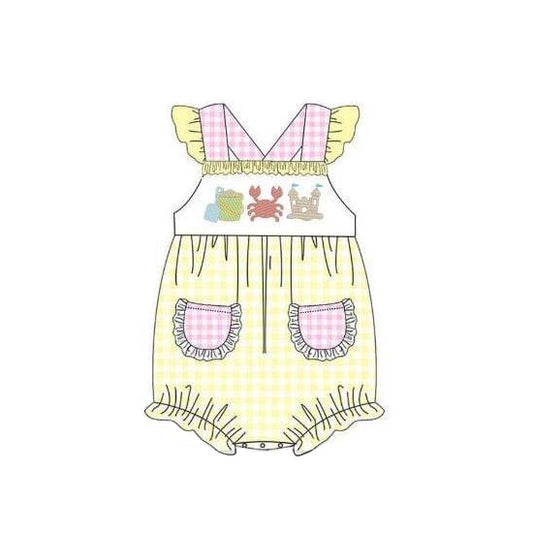 newborn baby girls beach tool crab romper