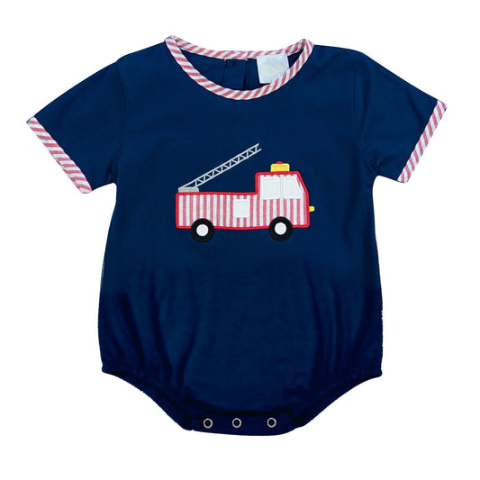 toddle baby boy fire fighting truck  romper preorder
