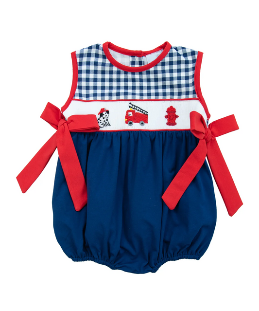 toddle baby girl fire fighting truck romper preorder