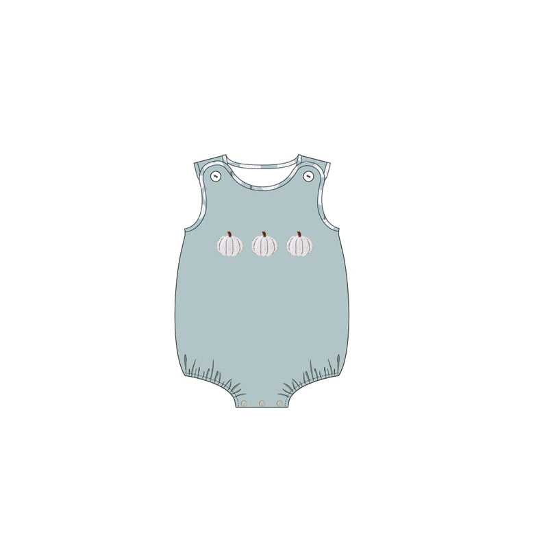 toddle boy three pumpkins blue romper preorder