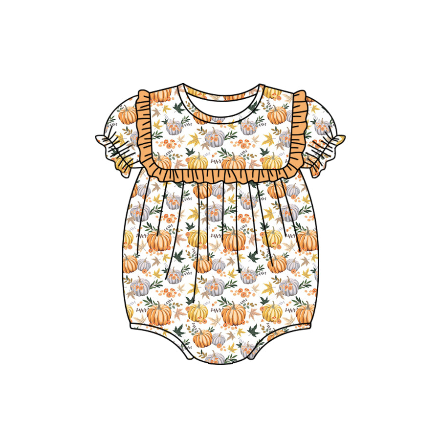 toddle girls fall pumpkin romper preorder