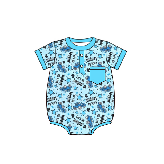 toddle baby boy lets go jeeping romper preorder