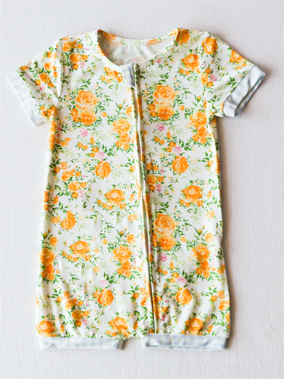 toddle baby girls orange floral zip romper preorder