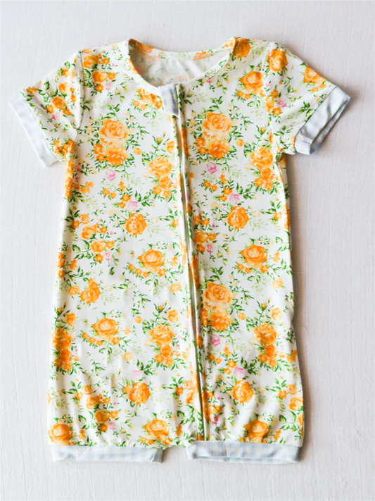 toddle baby girls orange floral zip romper preorder