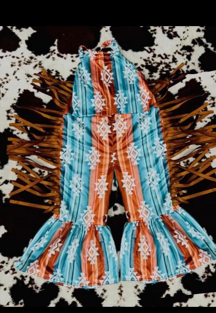 western aztec cowgirl tassel jumpsuit preorder