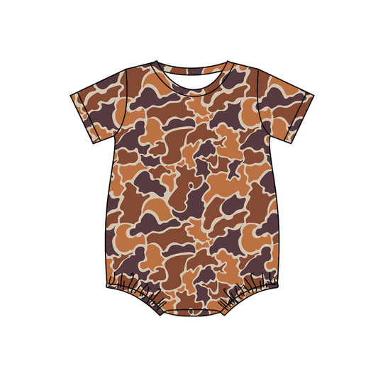 infant baby boy brown camo short sleeve romper preorder