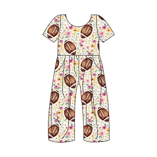 toddle baby girls football floral jumpsuit preorder