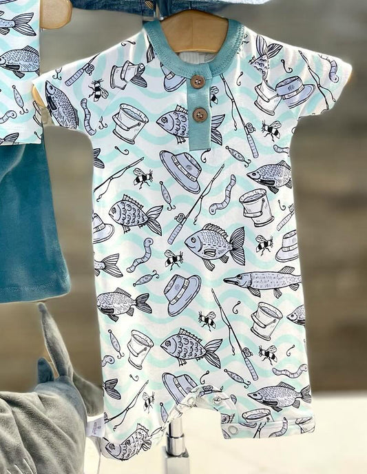toddle baby boy outdoor fishing romper preorder