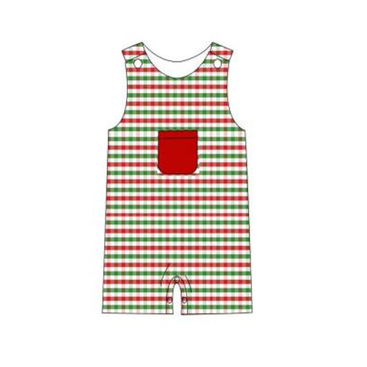 newborn baby boy green red plaid winter romper preorder