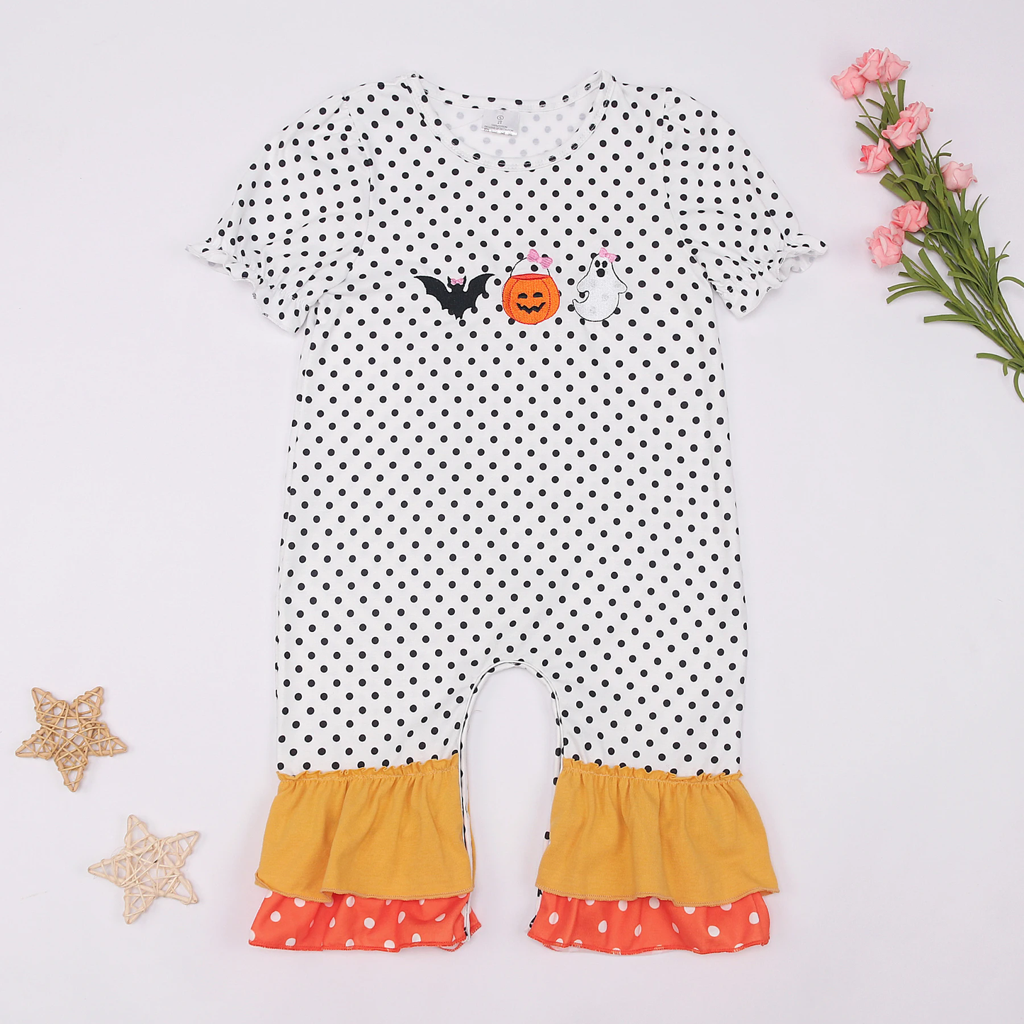 toddle baby girl halloween ghost pumpkin romper preorder