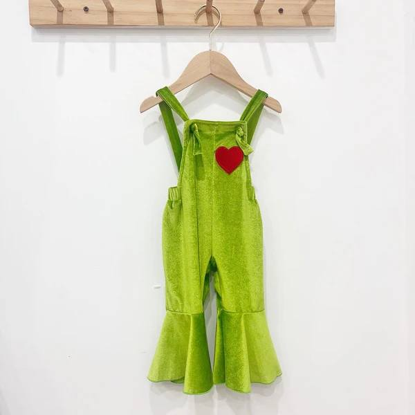 toddle baby girl christmas green velvet fall winter romper preorder