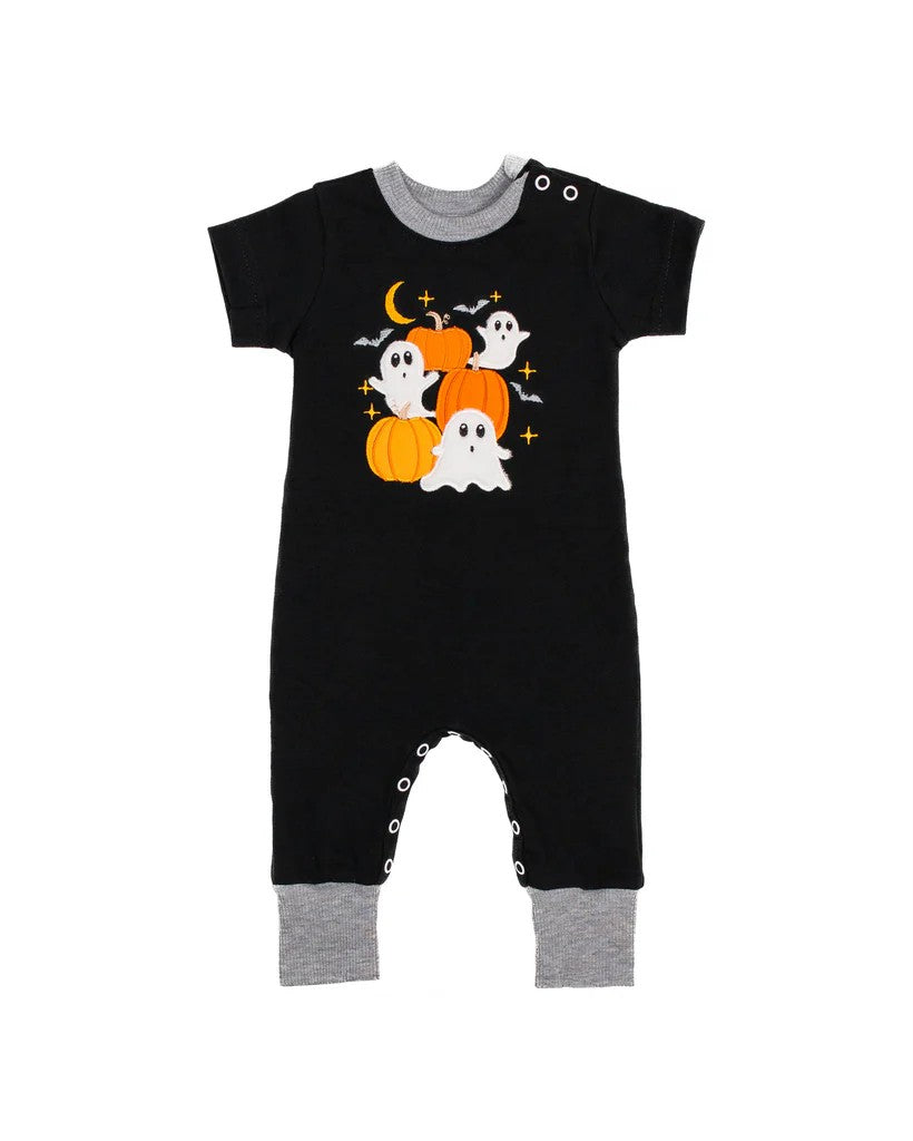 infant baby boy Halloween ghost pumpkin black romper preorder