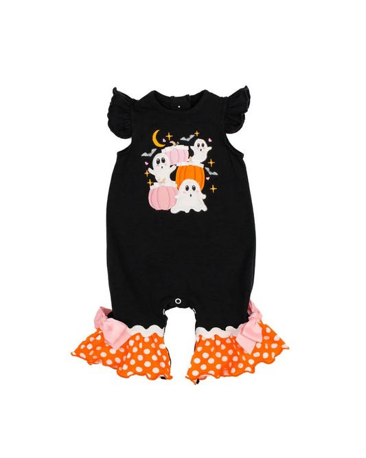 infant baby girl Halloween ghost pumpkin black romper preorder