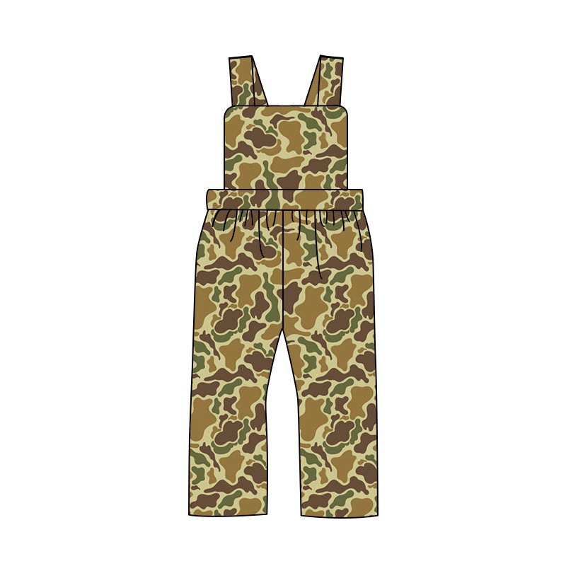 Wholesale kids clothes infant baby boy yellow brown camo jumpsuit preorder