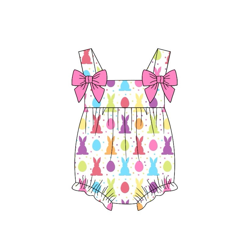 Toddle girls colorful Easter bunny romper preorder