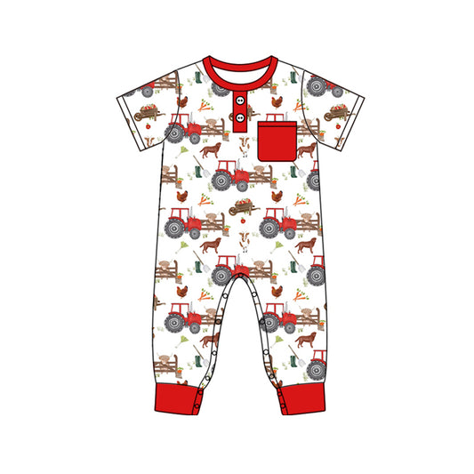 Baby boy short sleeve farm chicken animal romper preorder