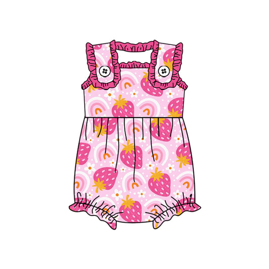 Infant baby girls strawberry rainbow romper preorder