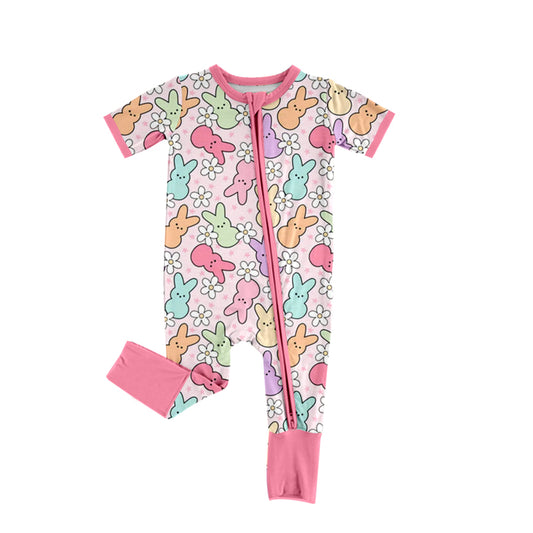 Easter bunny kids short sleeve zip romper preorder