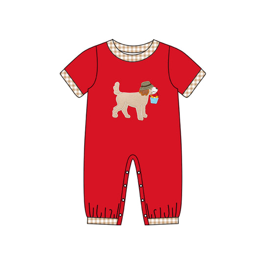 Outdoor fishing dog baby boy romper preorder