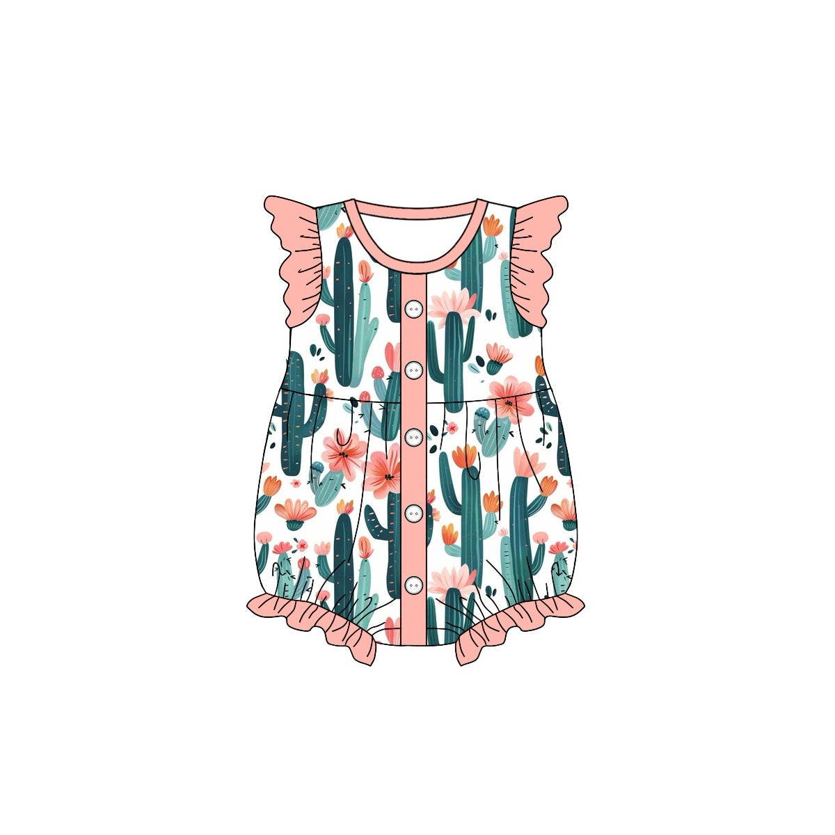 Western cactus cowgirl summer romper preorder