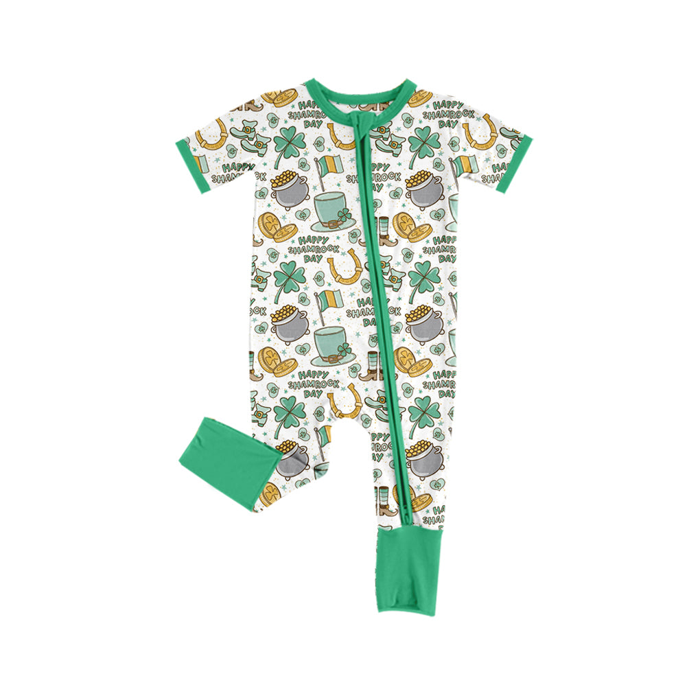Toddle girls Saint Patrick's Day short sleeve zip romper preorder
