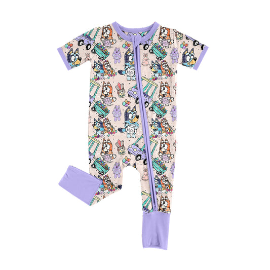 Easter egg baby girls long sleeve zip romper preorder