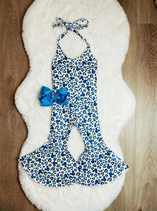 baby girls blue cheetah jumpsuit preorder