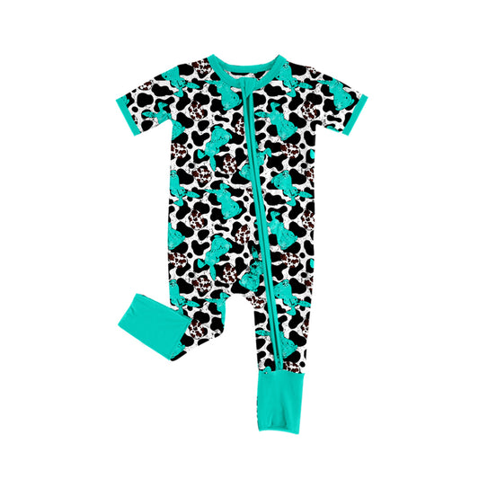 Easter bunny black cowhide kids long sleeve zip romper preorder