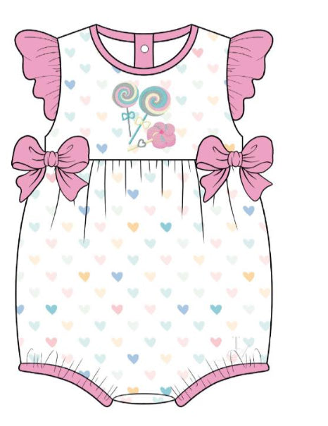 Toddle baby girl colorful heart candy print romper preorder